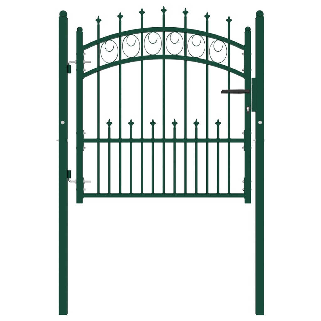 Puerta de valla con picos acero verde 100x100 cm