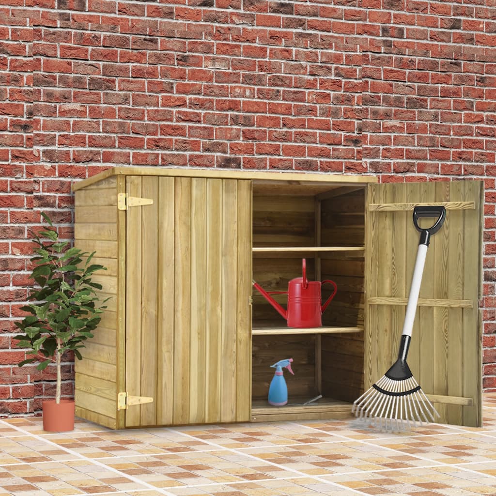 Caseta herramientas jardín madera pino impregnada 135x60x123 cm