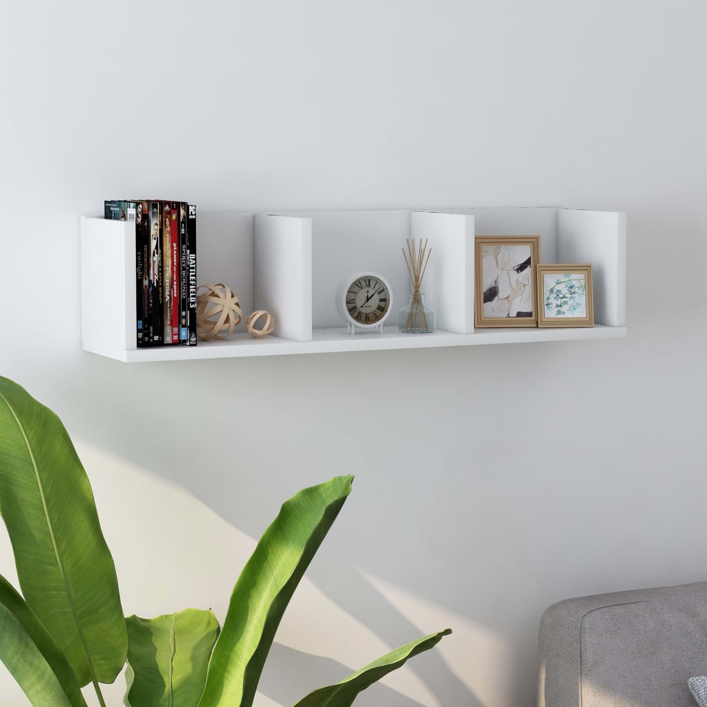 Estante de pared para CD madera contrachapada blanco 75x18x18cm – For My  Casa