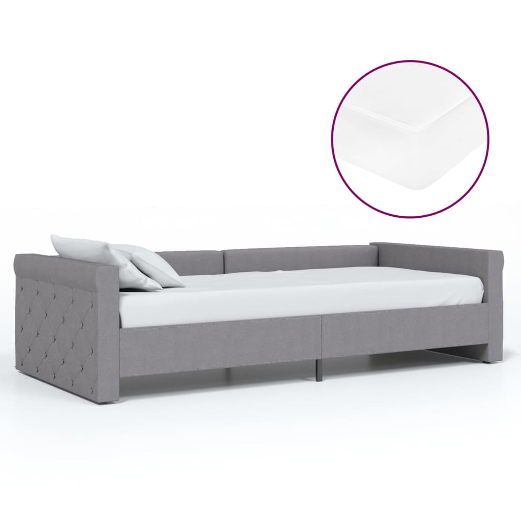 Sofá cama con colchón USB de tela gris claro 90x200 cm