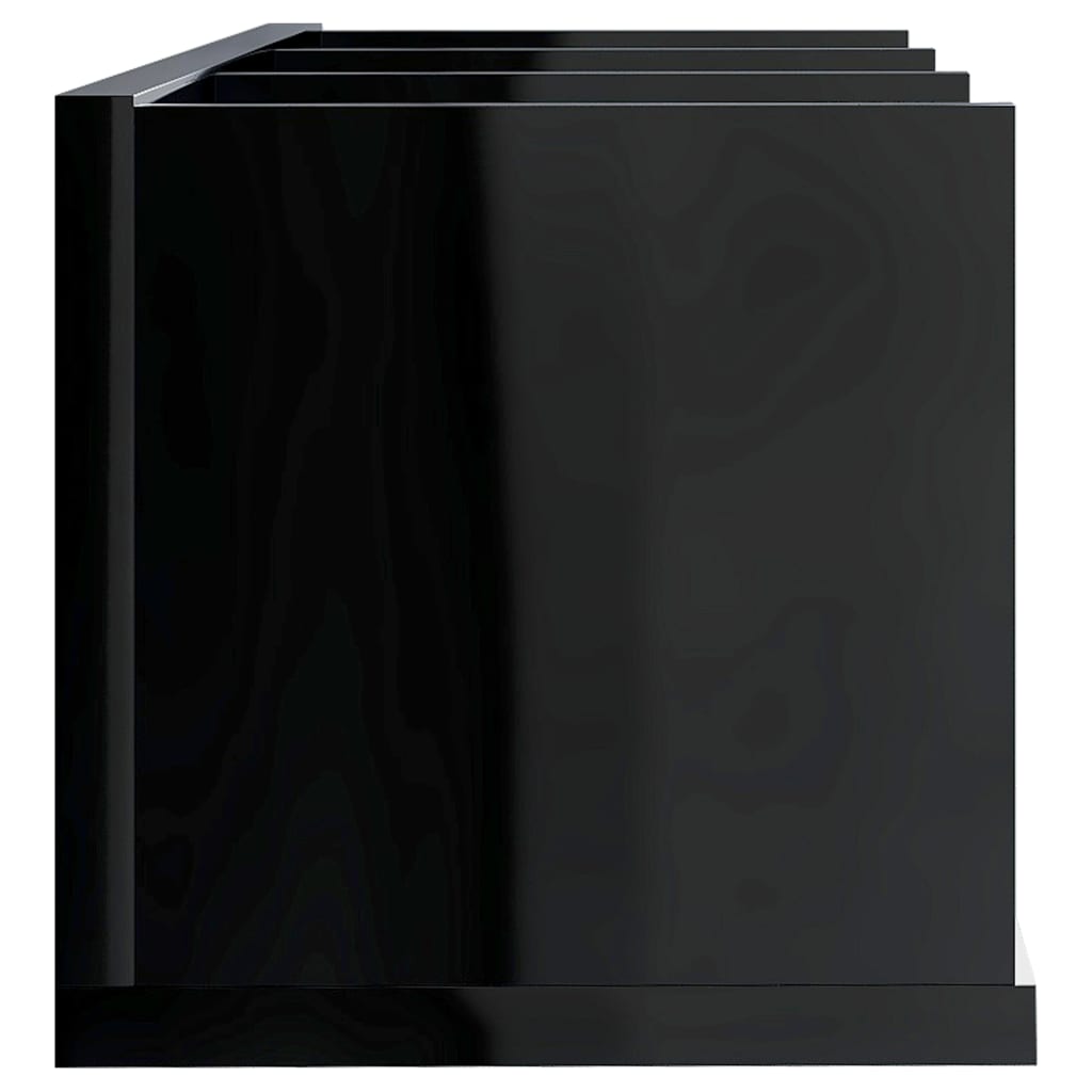 VidaXL Estante de pared para CD contrachapada negro brillo 100x18x18cm